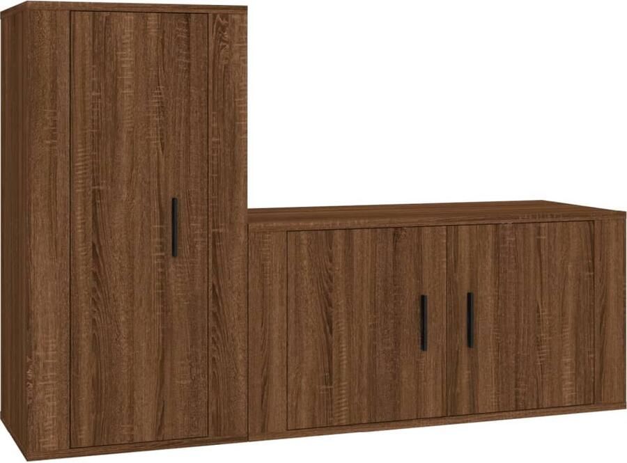 VidaXL 2-delige tv-meubelset bruin eikenhout Tv Kast Bruine Eikenhouten Tv Stand Tv Meubel Salontafel Media Kast Opbergkast Wandmontage