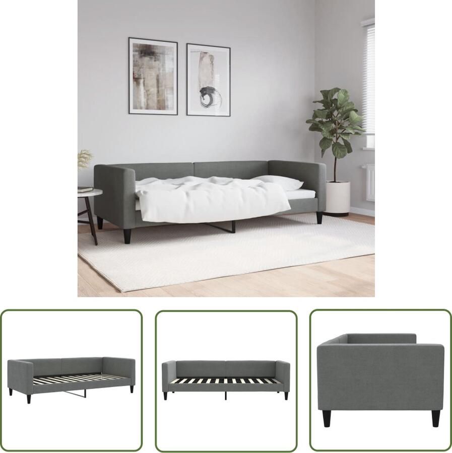 The Living Store Slaapbank 2-in-1 Donkergrijs 223 x 100 x 68 Comfortabel en modern Slaapbank 2-in-1 Bank Daybed Donkere Grijze Bank Comfortabele Bank