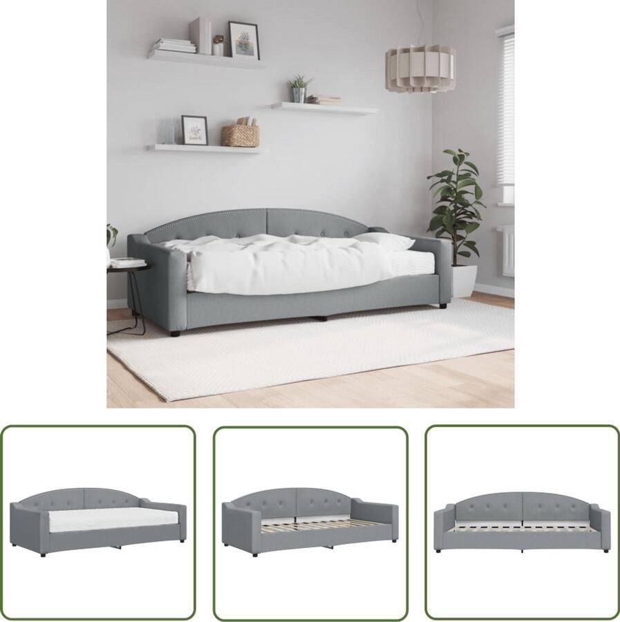 The Living Store Slaapbank met matras 90x200 cm stof lichtgrijs Slaapbank 2-in-1 Bank Lichtgrijs Meubilair Sofa Bed Multifunctionele Bank