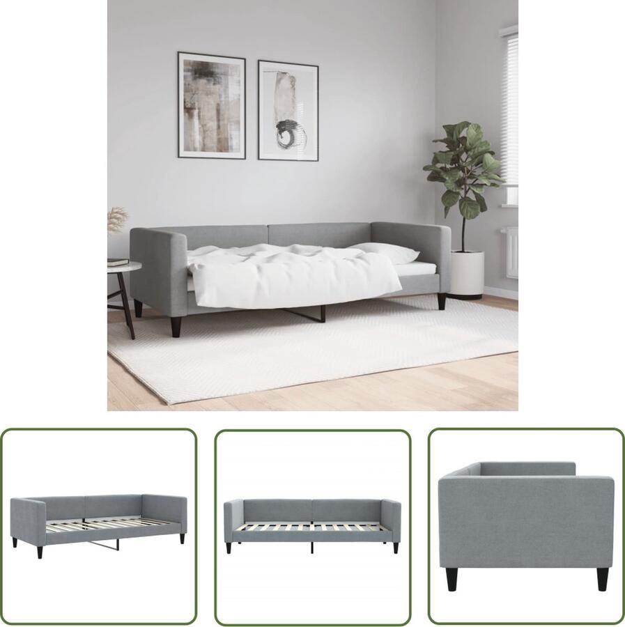 The Living Store Slaapbank Modern Lichtgrijs 223x100x68 2-in-1 Dagbed Stof Metaal en Massief hout Slaapbank 2-in-1 Bed Dagbed Sofa Bed Lounge Meubels