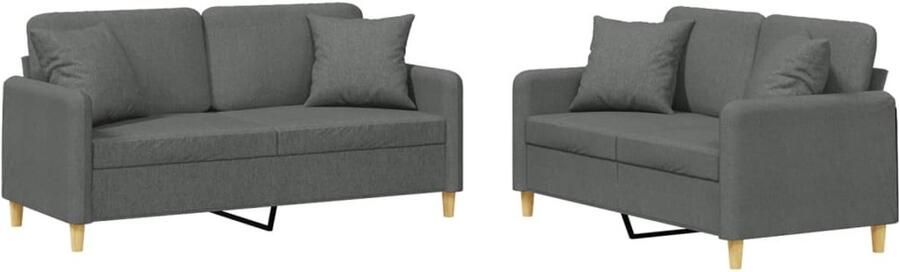 VidaXL Loungeset 2-delig Donkergrijs Inclusief Kussens Loungeset Tuinmeubel Buitenkamerset Loungehoek Relaxstoel