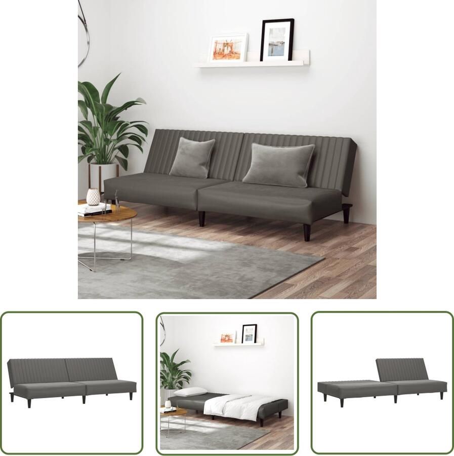 The Living Store Slaapbank 2-zits grijs kunstleer Makkelijk om te bouwen Multifunctioneel 200 x 84.5 x 69 cm Slaapbank 2 Persoons Bed Lounge Sofa Multifunctioneel Meubilaar Design Bank