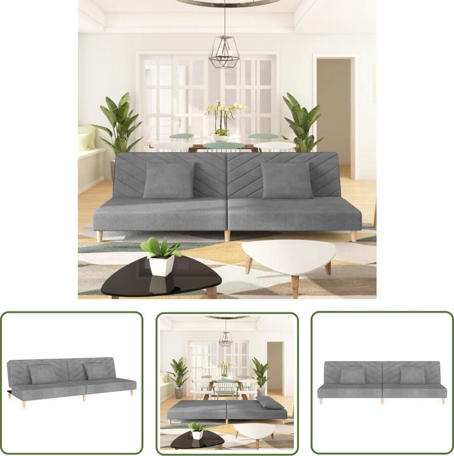The Living Store Slaapbank 2-zits Lichtgrijs 200 x 84.5 x 69 cm 2-in-1 omvormbaar Slaapbank 2 Persoonsbed Lounge Meubilair Sofa Bed Guest Bed