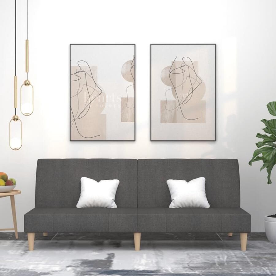 The Living Store Slaapbank 2-zits Donkergrijs Omkeerbaar 2-persoonsbed Ademend en Stevig Slaapbank 2 Persoonsbed Donkere Kleuren Comfortabele Stoffen Salon Meubilair