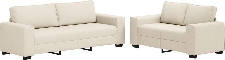 VidaXL Bankenset Set van 2 Crème Polyester Ergonomisch Bankenset - Foto 2