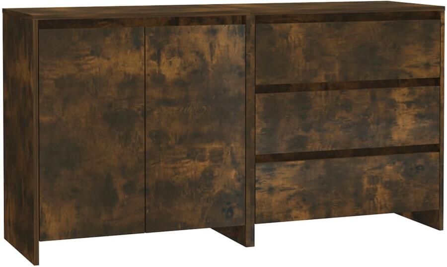 VidaXL Dressoirs Bewerkt hout Gerookt eiken 2 stuks Bijzettafel Dressoir Opbergkast Houten Kast Bruine Kast