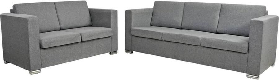 The Living Store Bankstel Zithoek Lichtgrijs 2-zitsbank 137x73x78cm 3-zitsbank 191x73x78cm Stevig frame en verwijderbare kussenhoezen Bankstel 2-zits Bank 3-zits Bank Grijs Bankstel Fauteuils