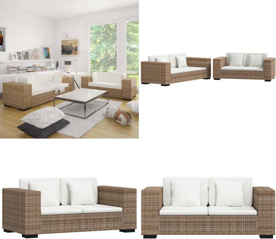 VidaXL 2-zits en 3-zits bankstel rattan Bank Banken Bankstel Bankstellen