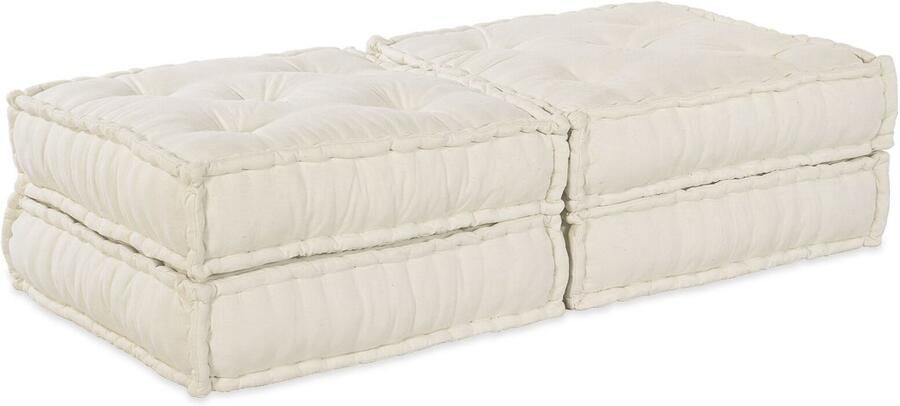 VidaXL 2-Zits Modulair Poef Sofa Converteerbaar Crème Stof