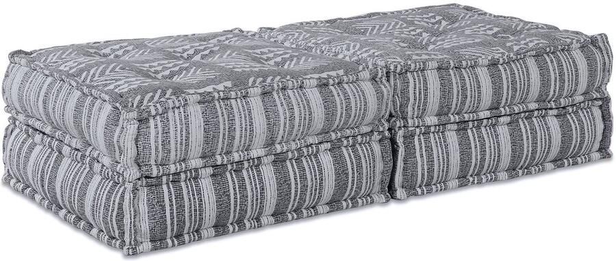 VidaXL Modulaire bank Gestreept 2 pcs Lichtgrijs 70 x 70 x 36 cm Stof