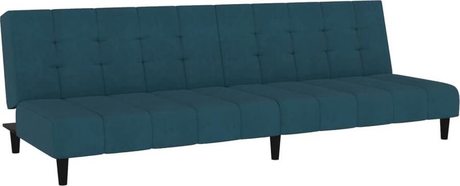 The Living Store 2-zitsbank Slaapbank 200x84.5 cm Blauw Fluweel Sofabed Slaapbank Tweezitter Sofa Bed Lounge Meubilair Fluweel Bank - Foto 2