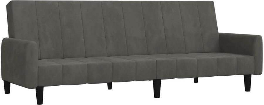 The Living Store Slaapbank 2-zits Donkergrijs fluweel Multifunctioneel Slaapbank Tweezitter Donkere Grijze Bank Lounge Sofa Multifunctionele Bank - Foto 2