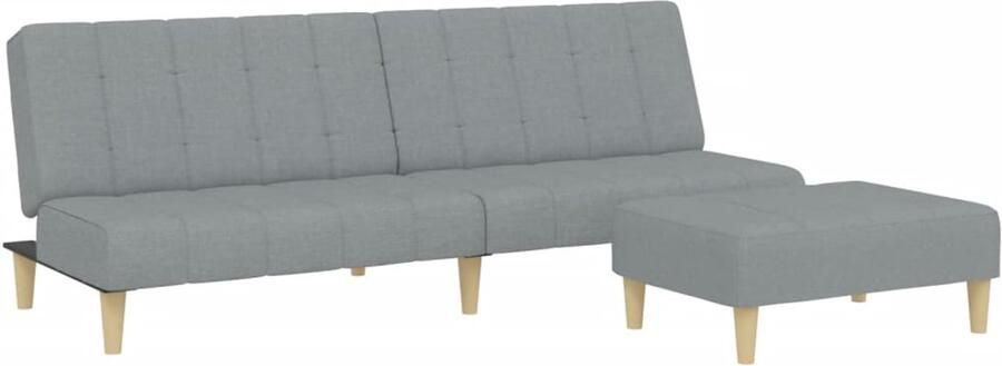VidaXL 2-Zits Slaapbank met Voetenbank Lichtgrijs Slaapbank Sofa Bed Tweepersoonsbed Lounge Meubels Grijs Meubilair - Foto 2