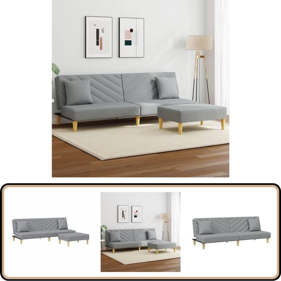 VidaXL 2-zits slaapbank met voetenbank lichtgrijs Slaapbank Sofa Bed 2 Persoons Bed Lounge Bank Grijs Meubilair