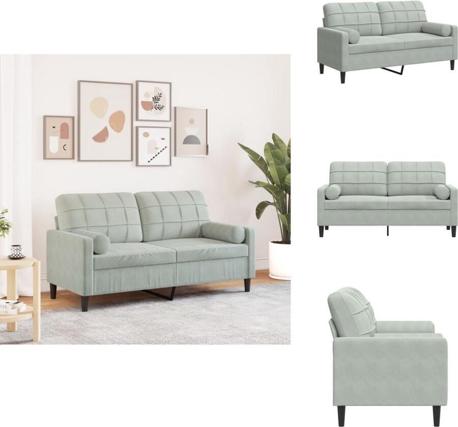 VidaXL 2-zitsbank 2-zitsbanken Bank Loveseat Tweezitsbank met sierkussens 140 cm fluweel lichtgrijs