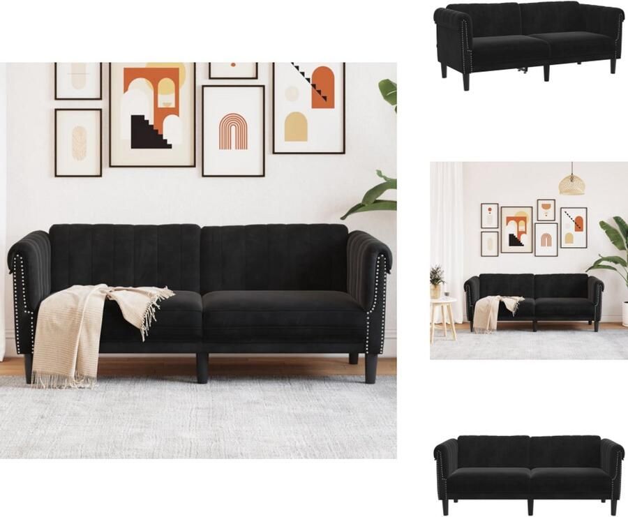 VidaXL 2-zitsbank 2-zitsbanken Bank Sofa 2-zitsbank fluweel zwart