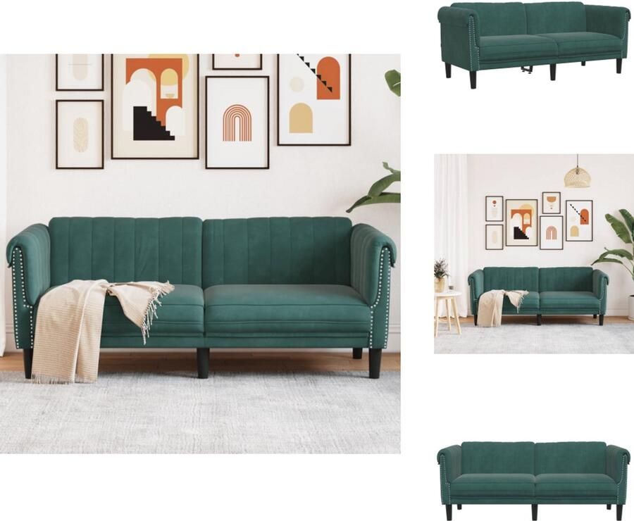 VidaXL 2-zitsbank 2-zitsbanken Bank Sofa Bank 2-zits fluweel donkergroen