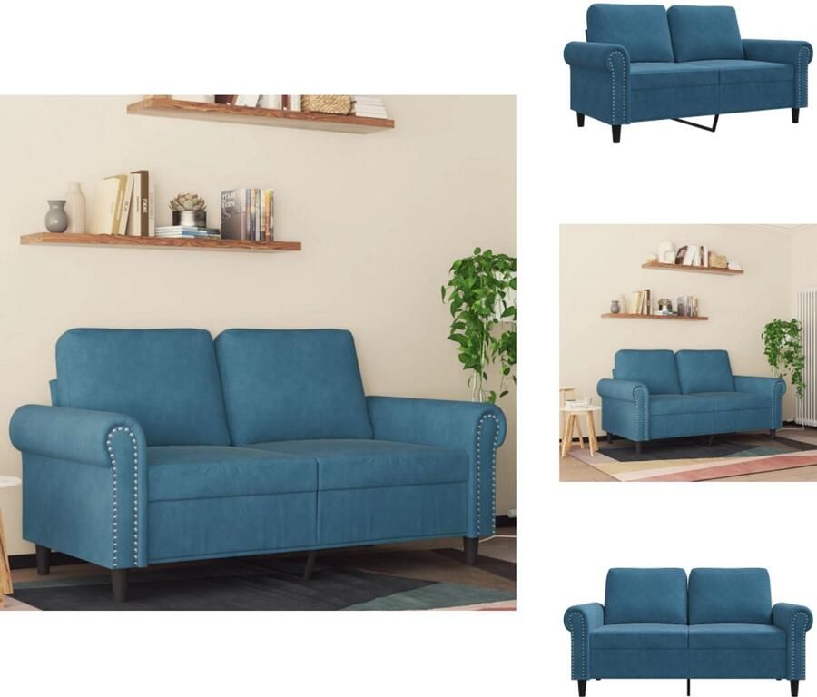 VidaXL 2-zitsbank 2-zitsbanken Bank Sofa Tweezitsbank 120 cm fluweel blauw