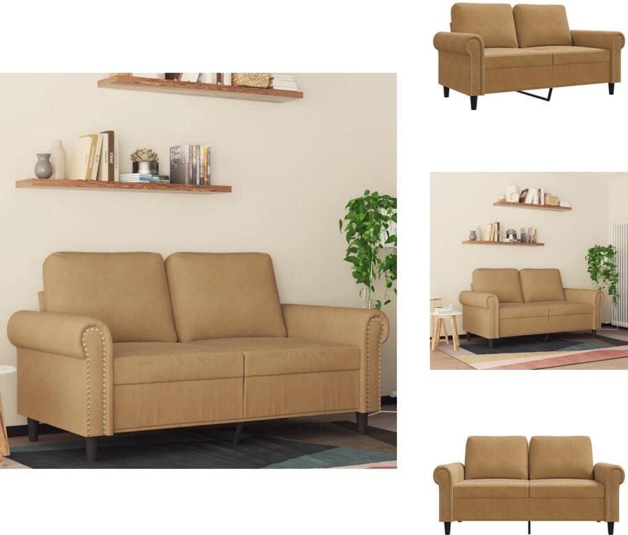 VidaXL 2-zitsbank 2-zitsbanken Bank Sofa Tweezitsbank 120 cm fluweel bruin - Foto 2