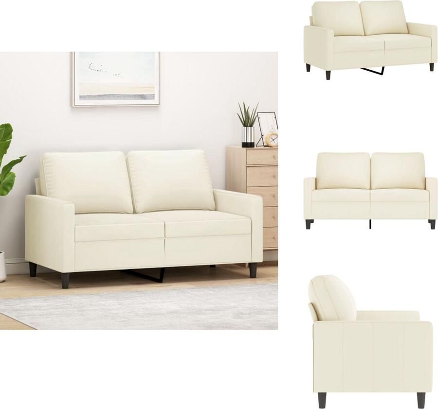 VidaXL 2-zitsbank 2-zitsbanken Bank Sofa Tweezitsbank 120 cm fluweel crèmekleurig - Foto 2