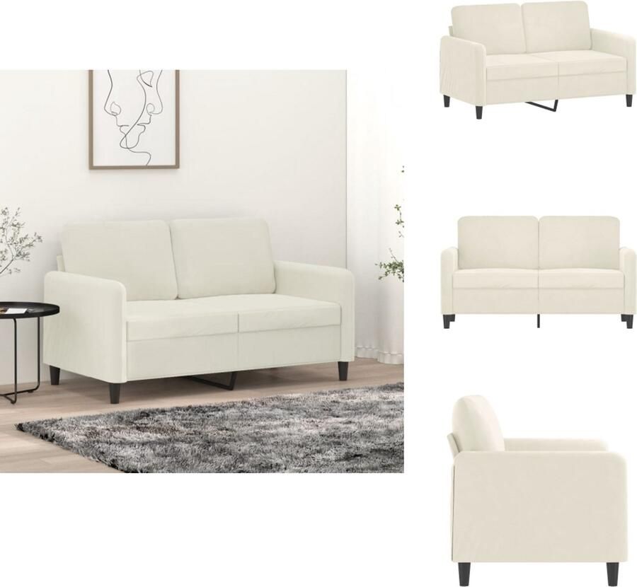 VidaXL 2-zitsbank 2-zitsbanken Bank Sofa Tweezitsbank 120 cm fluweel crèmekleurig