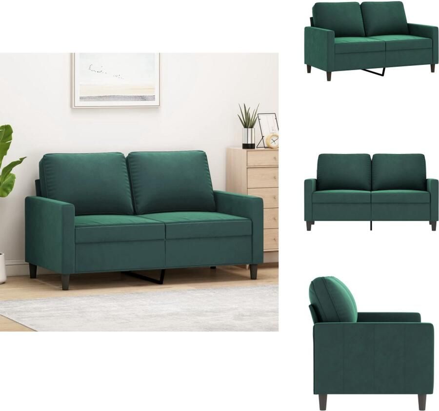 VidaXL 2-zitsbank 2-zitsbanken Bank Sofa Tweezitsbank 120 cm fluweel donkergroen