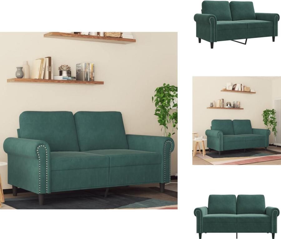 VidaXL 2-zitsbank 2-zitsbanken Bank Sofa Tweezitsbank 120 cm fluweel donkergroen