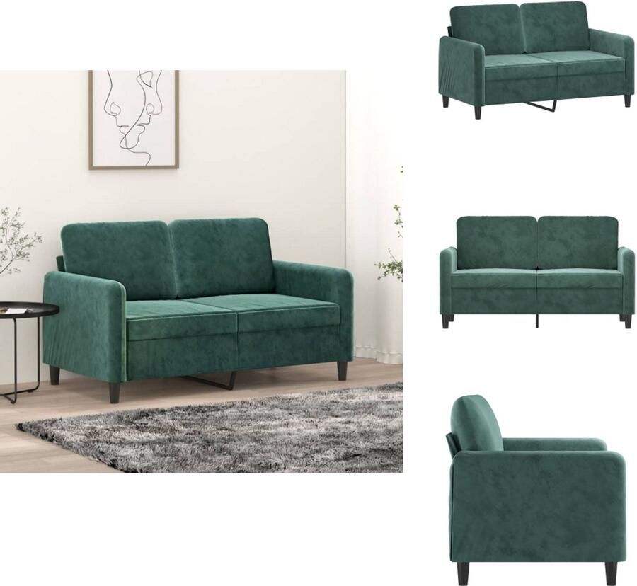 VidaXL 2-zitsbank 2-zitsbanken Bank Sofa Tweezitsbank 120 cm fluweel donkergroen - Foto 2