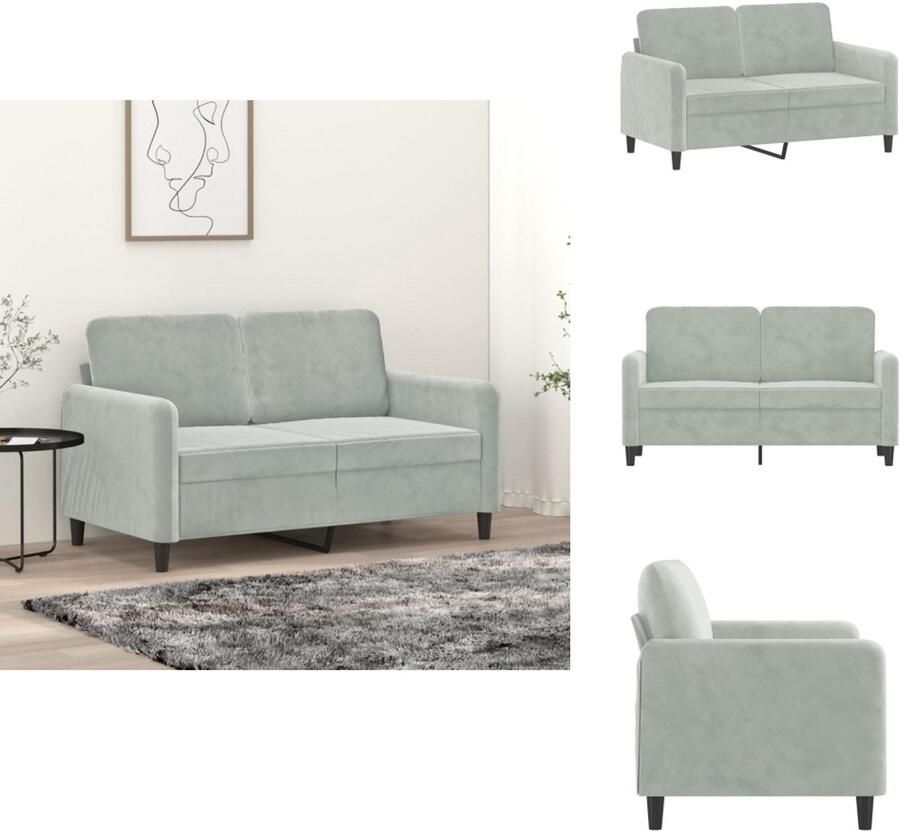 VidaXL 2-zitsbank 2-zitsbanken Bank Sofa Tweezitsbank 120 cm fluweel lichtgrijs - Foto 2