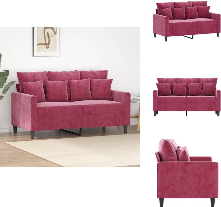 VidaXL 2-zitsbank 2-zitsbanken Bank Sofa Tweezitsbank 120 cm fluweel wijnrood