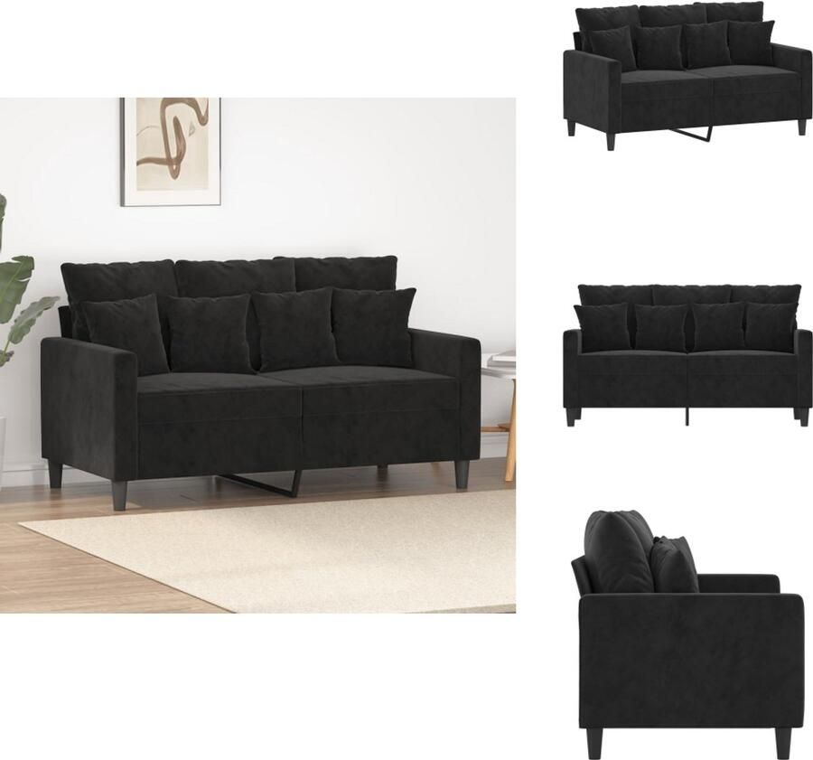 VidaXL 2-zitsbank 2-zitsbanken Bank Sofa Tweezitsbank 120 cm fluweel zwart