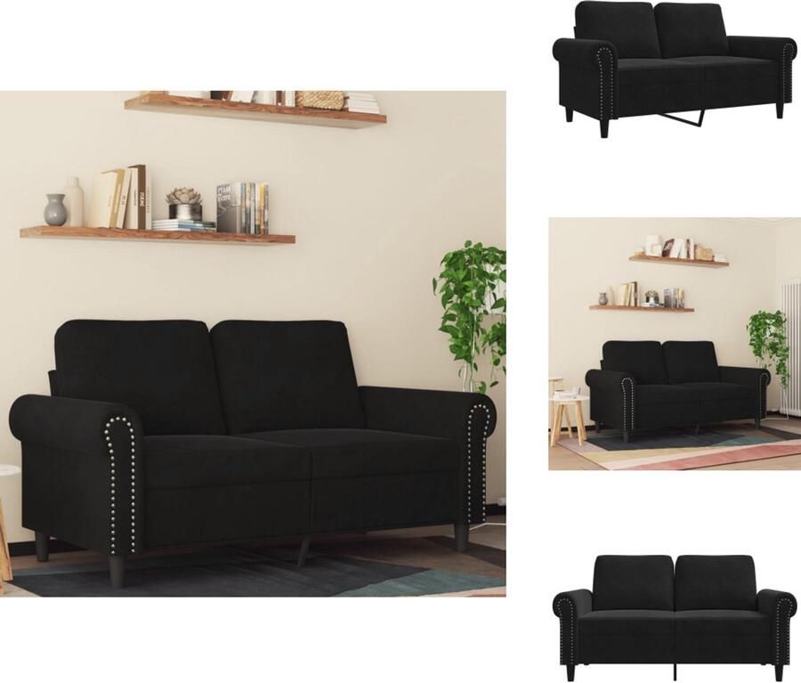 VidaXL 2-zitsbank 2-zitsbanken Bank Sofa Tweezitsbank 120 cm fluweel zwart - Foto 2
