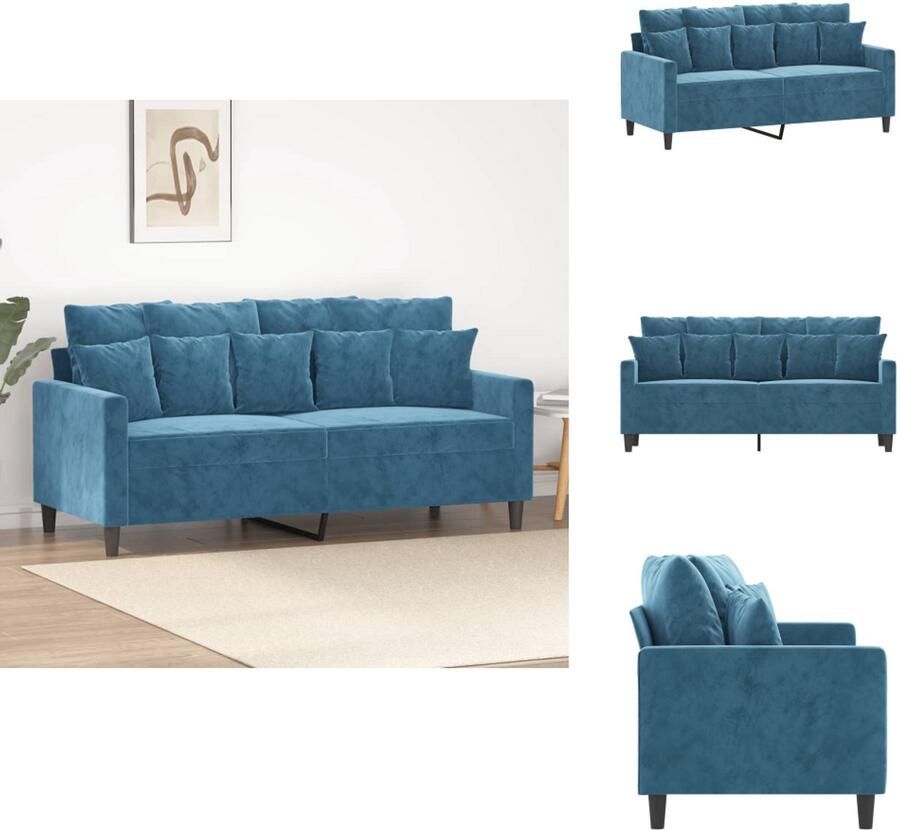 VidaXL -Tweezitsbank-140-cm-fluweel-blauw - Foto 2