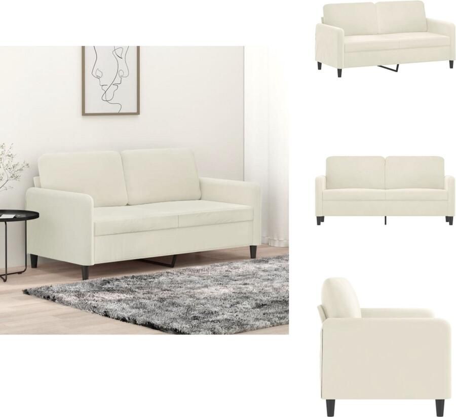 VidaXL 2-zitsbank 2-zitsbanken Bank Sofa Tweezitsbank 140 cm fluweel crèmekleurig