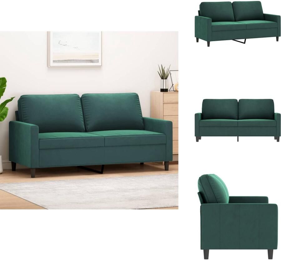 The Living Store Bank 2-zitsbank Fluweel 158 x 77 x 80 cm Donkergroen Tweezitsbank Banks Kopen Salon Meubilair Velvet Bank Groene Bank - Foto 2