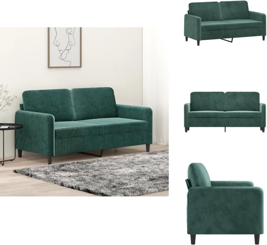 VidaXL 2-zitsbank 2-zitsbanken Bank Sofa Tweezitsbank 140 cm fluweel donkergroen