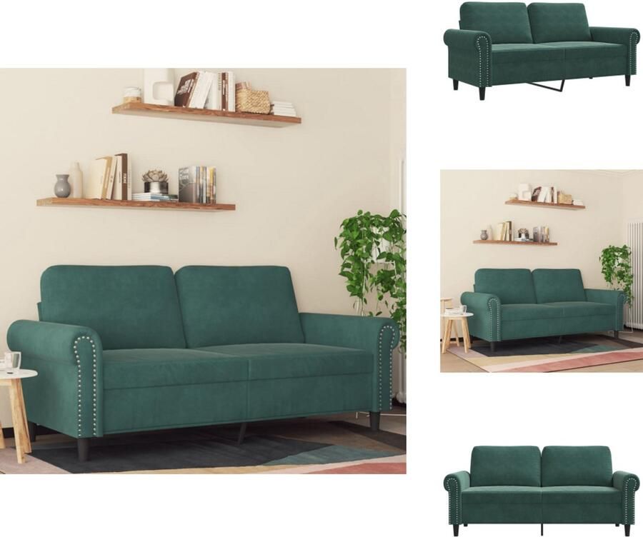 The Living Store Donkergroene 2-zitsbank 172 x 77 x 80 cm Zacht fluweel Stabiel frame Comfortabele zitting Tweezitsbank Donkere Kleuren Fluweel Sofa Lounge Meubilair Salon Meubilair - Foto 2