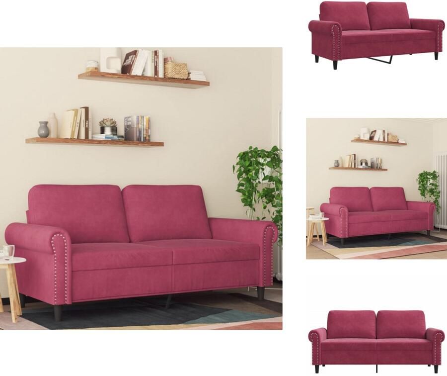 VidaXL 2-zitsbank 2-zitsbanken Bank Sofa Tweezitsbank 140 cm fluweel wijnrood