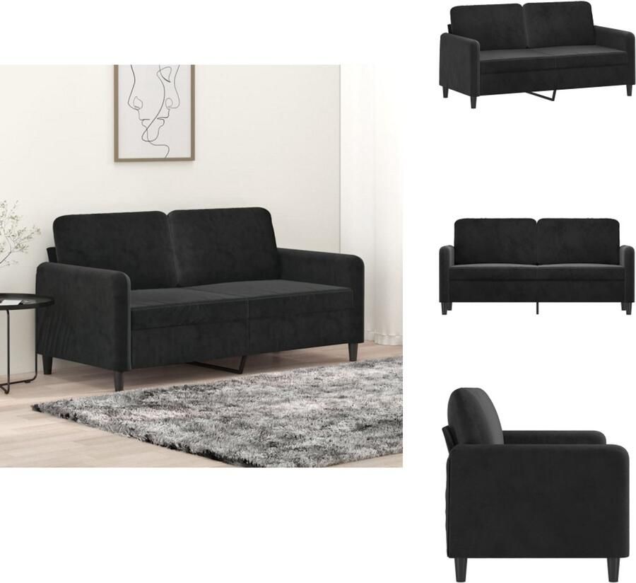 VidaXL 2-zitsbank 2-zitsbanken Bank Sofa Tweezitsbank 140 cm fluweel zwart