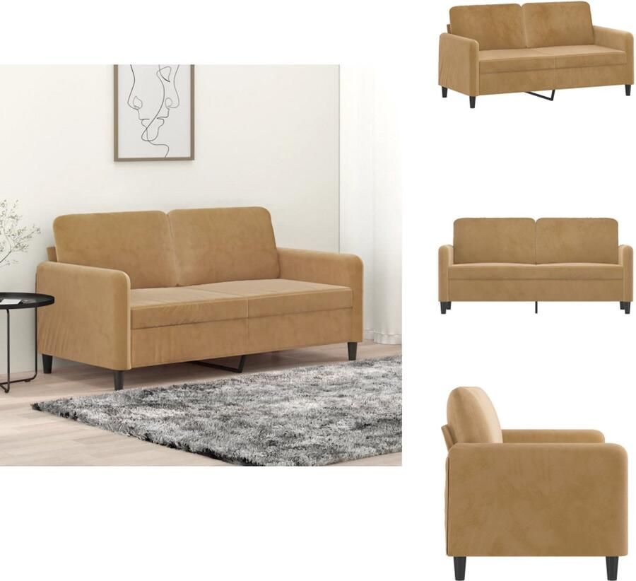 VidaXL 2-zitsbank 2-zitsbanken Bank Sofa Tweezitsbank 140 cm stof bruin - Foto 3