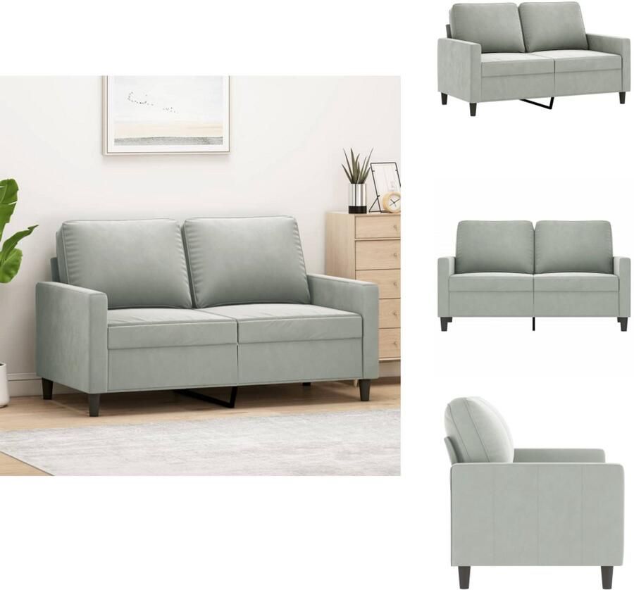 VidaXL 2-zitsbank 2-zitsbanken Bank Tweezitsbank 120 cm fluweel lichtgrijs - Foto 2