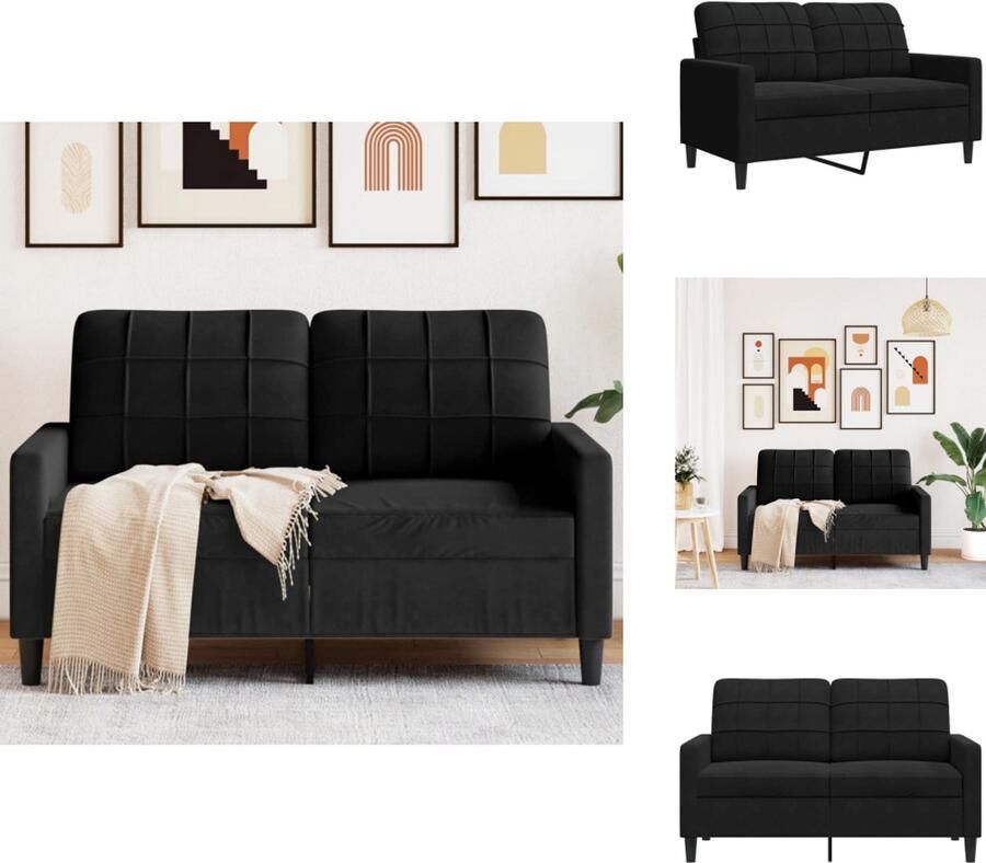 VidaXL 2-zitsbank 2-zitsbanken Bank Tweezitsbank 120 cm fluweel zwart