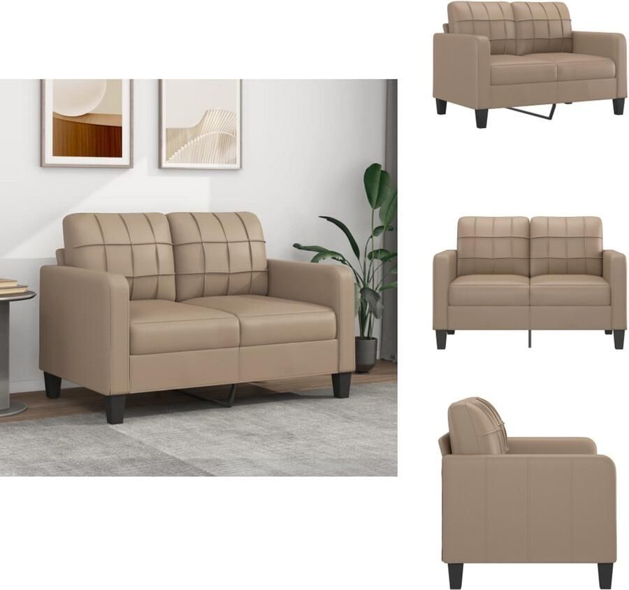 VidaXL 2-zitsbank 2-zitsbanken Bank Tweezitsbank 120 cm kunstleer cappuccinokleurig - Foto 3