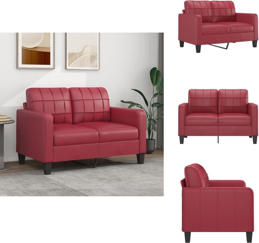 VidaXL 2-zitsbank 2-zitsbanken Bank Tweezitsbank 120 cm kunstleer wijnrood