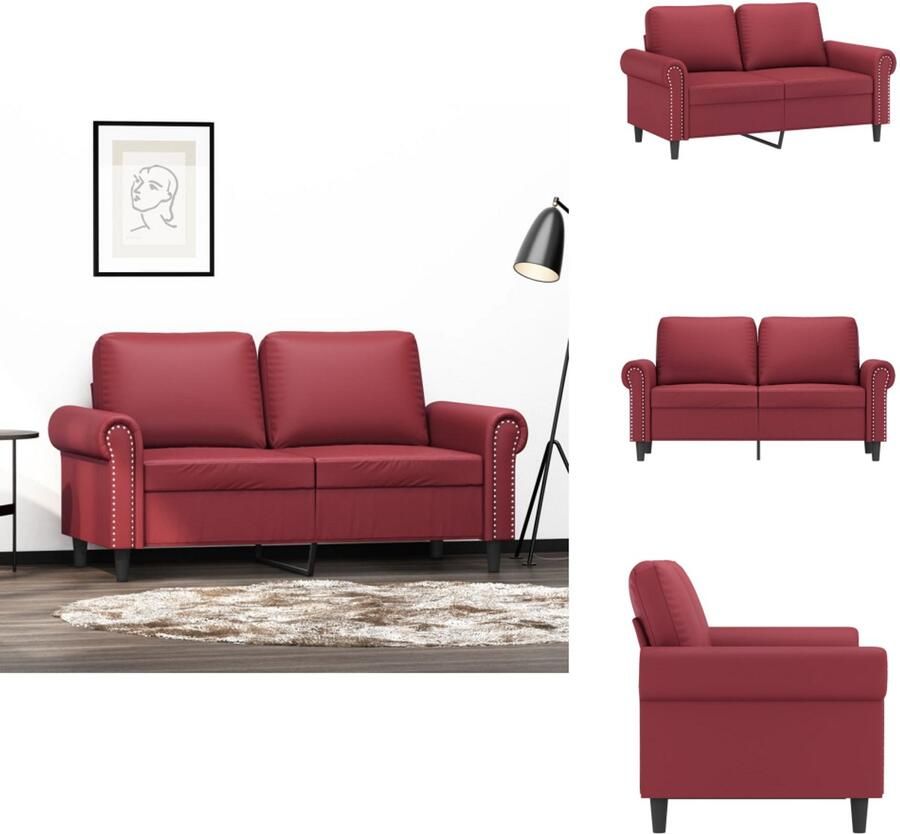 VidaXL 2-zitsbank 2-zitsbanken Bank Tweezitsbank 120 cm kunstleer wijnrood