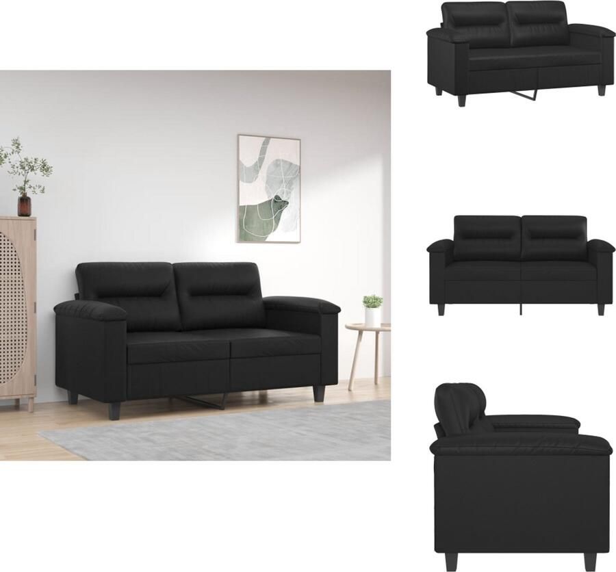 VidaXL 2-zitsbank 2-zitsbanken Bank Tweezitsbank 120 cm kunstleer zwart - Foto 2