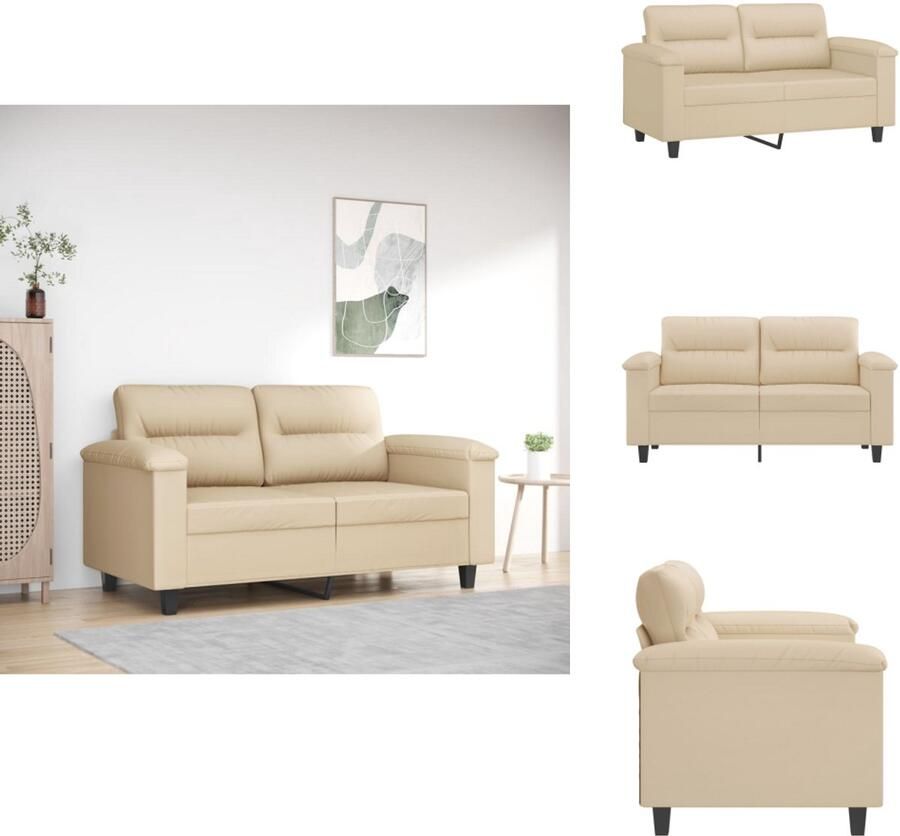 VidaXL 2-zitsbank 2-zitsbanken Bank Tweezitsbank 120 cm microvezelstof crème