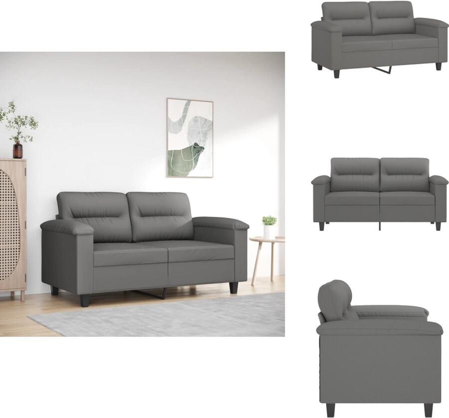 VidaXL 2-zitsbank 2-zitsbanken Bank Tweezitsbank 120 cm microvezelstof donkergrijs