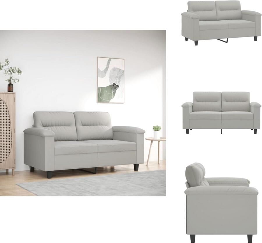 VidaXL 2-zitsbank 2-zitsbanken Bank Tweezitsbank 120 cm microvezelstof lichtgrijs