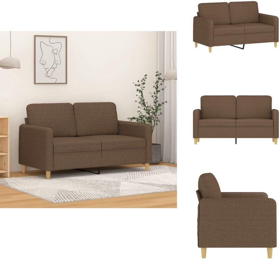 VidaXL 2-zitsbank 2-zitsbanken Bank Tweezitsbank 120 cm stof bruin